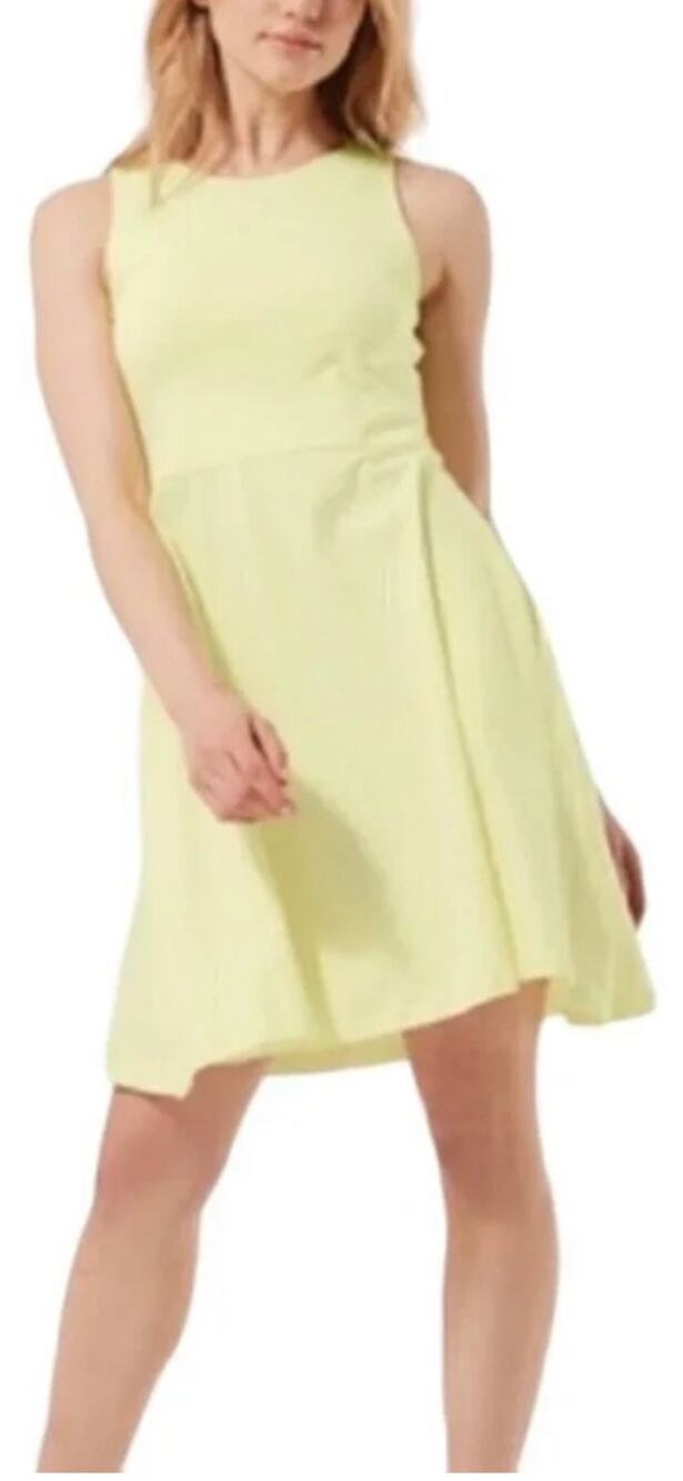Pact Organic Cotton Fit and Flare Sleeveles Dress Yellow Womens XL Sundress Mini